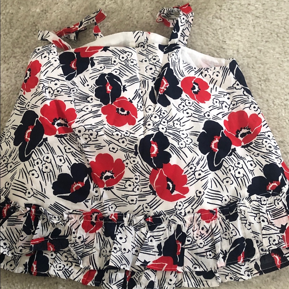 Janie and Jack kids  Red and Black Floral Top size 7 nwt